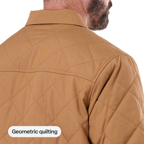 Geometric diamond quilting across the back of the Berne Quilted Water Repellent Shirt Jacket