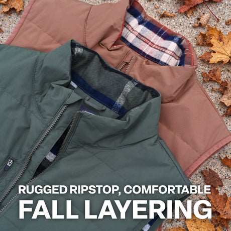 Channel Quilt Ripstop Flannel-Lined Vest feature detail
