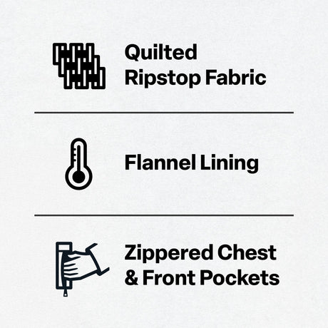 Channel Quilt Ripstop Flannel-Lined Vest feature detail