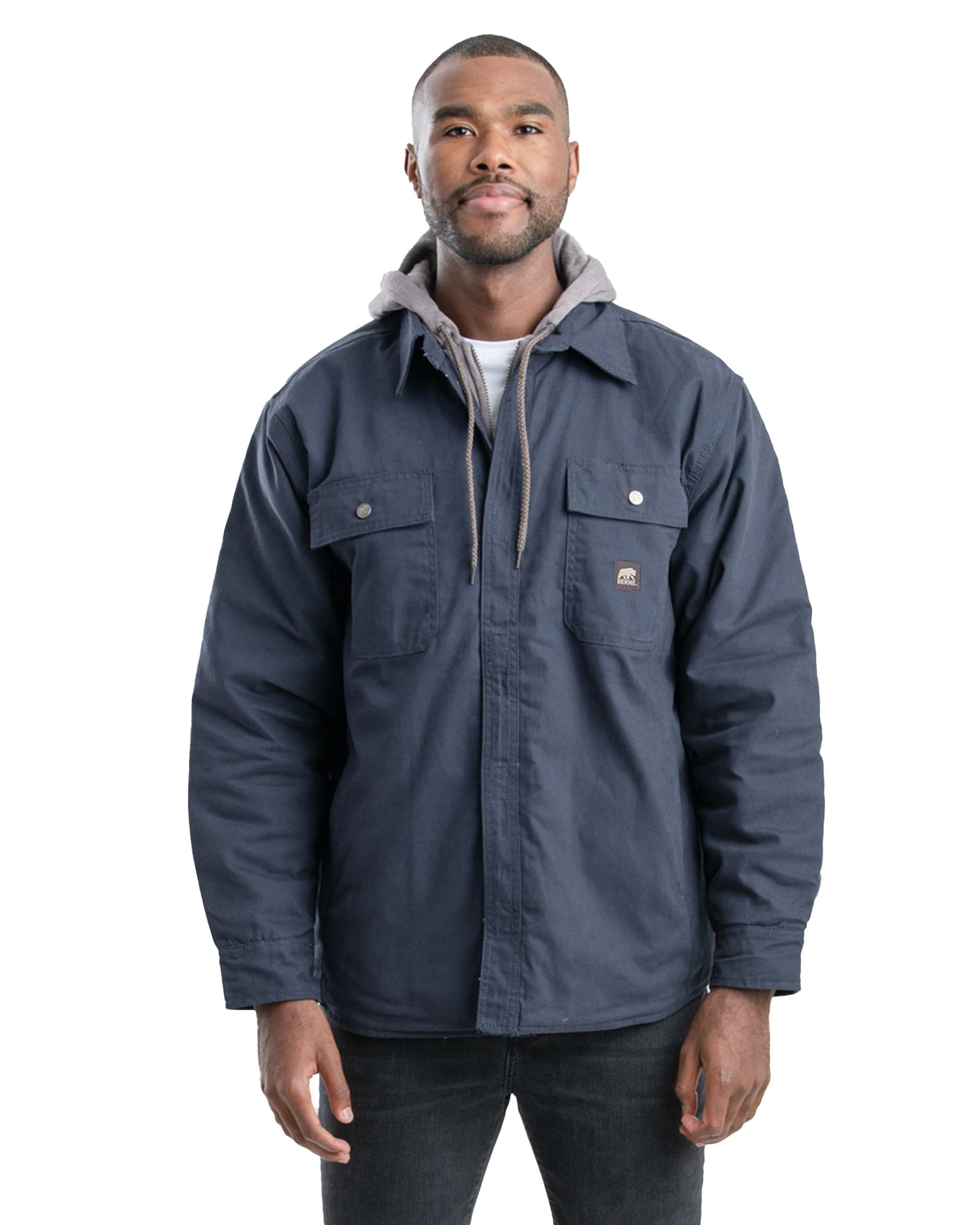 Mens hooded sale shirt jacket