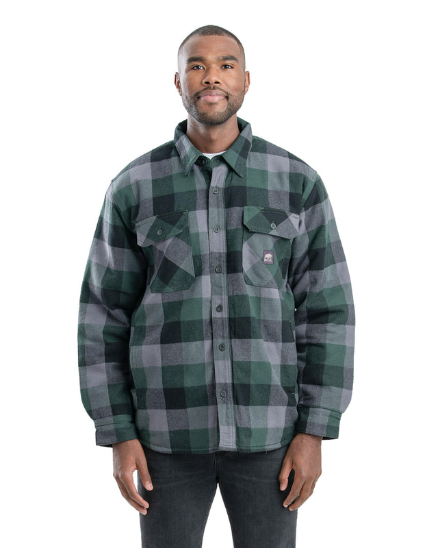 Berne Men S Timber Flannel Shirt Jacket Plaid Green 2XL