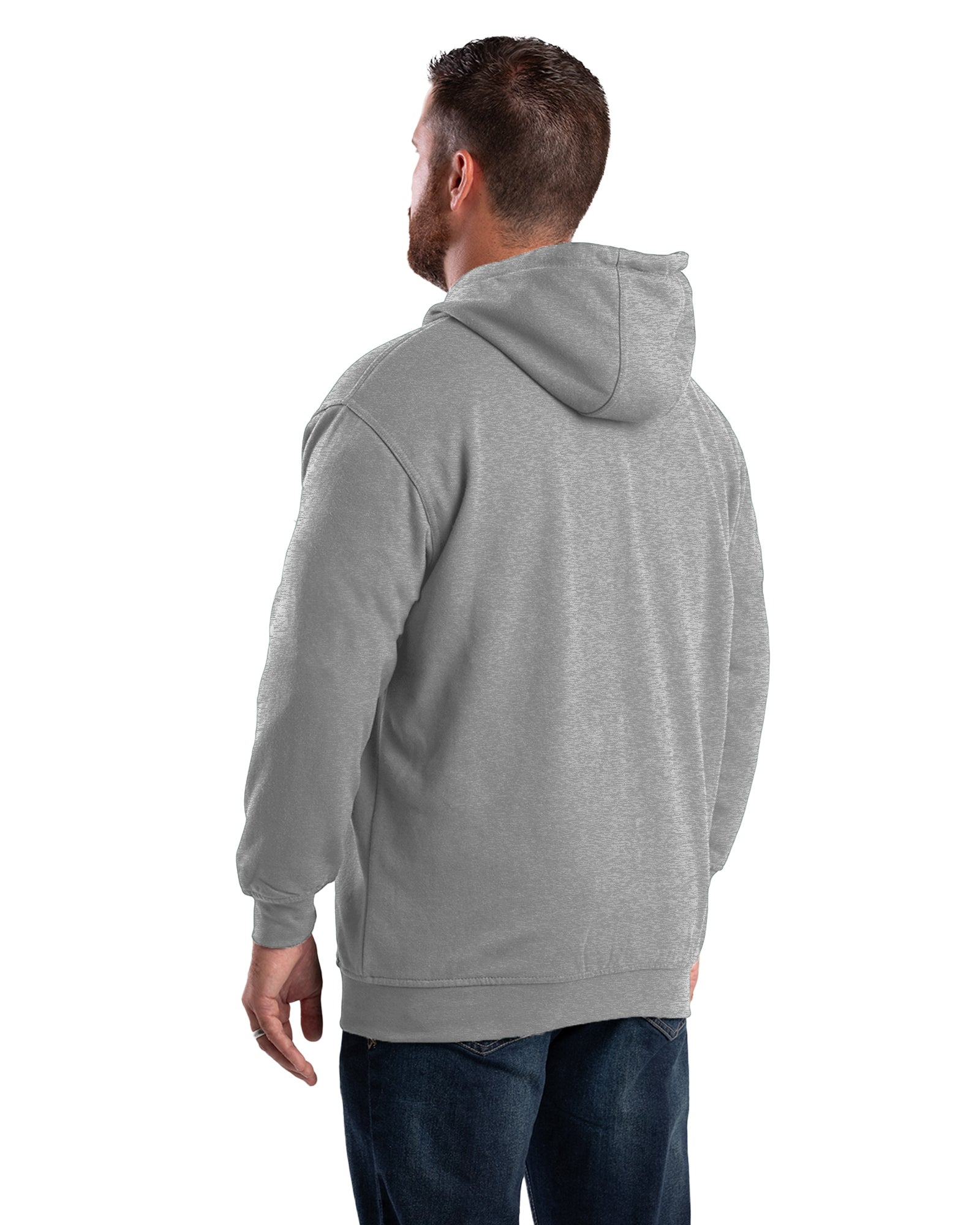 Men s Thermal Lined Full Zip Grey Hoodie