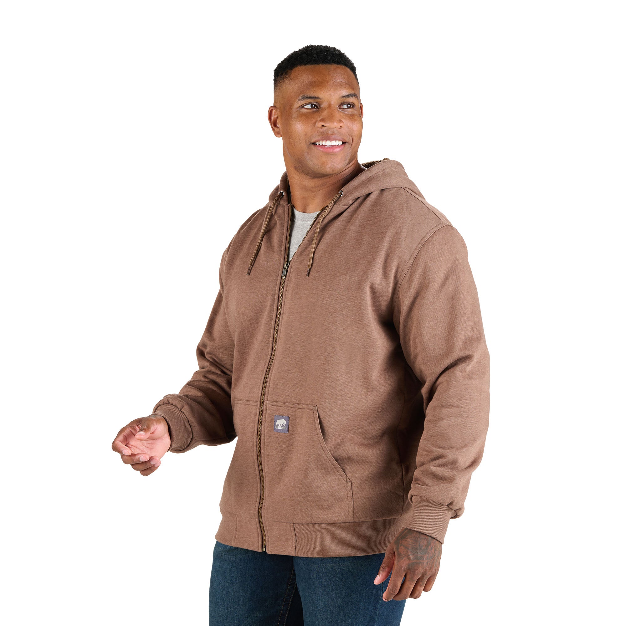 Heritage Grid Fleece-Lined Full-Zip Hooded Sweatshirt – Berne Apparel