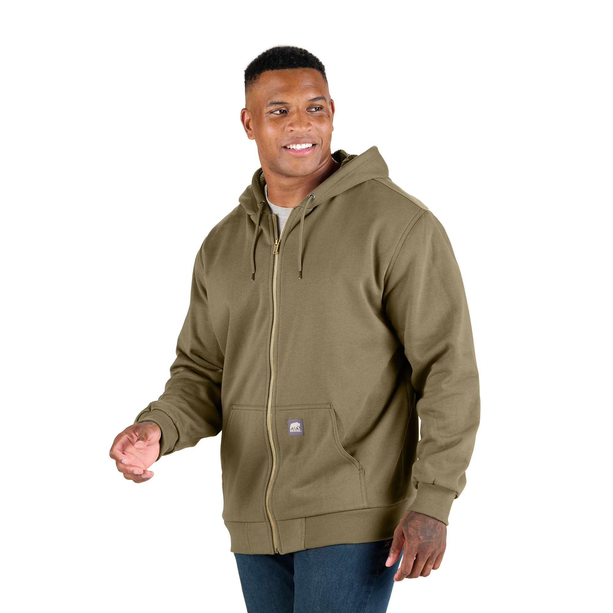 Heritage Grid Fleece-Lined Full-Zip Hooded Sweatshirt – Berne Apparel