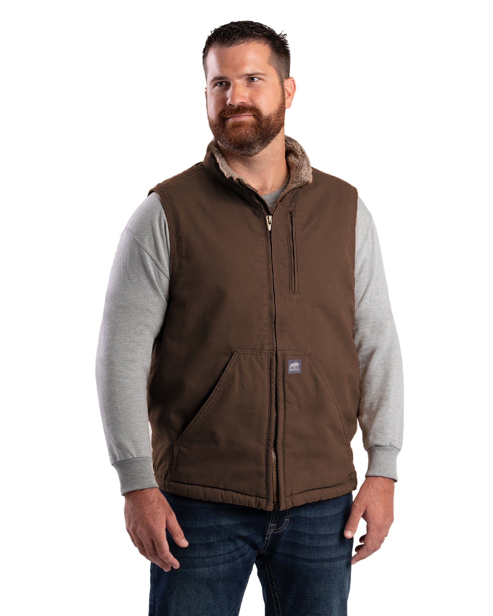 Men's Sherpa-Lined Washed Duck Vest