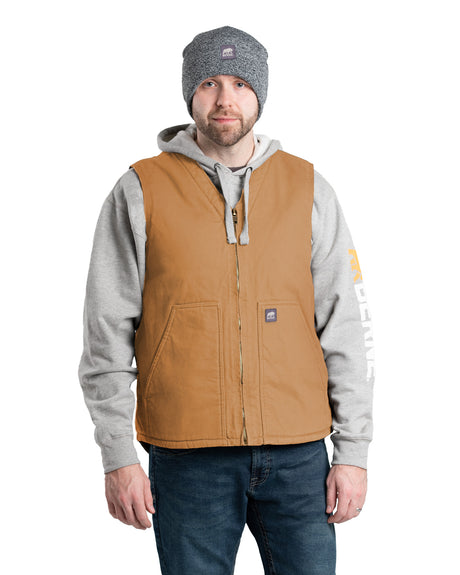 VW531BD Heartland Sherpa-Lined Washed Duck V-Neck Vest