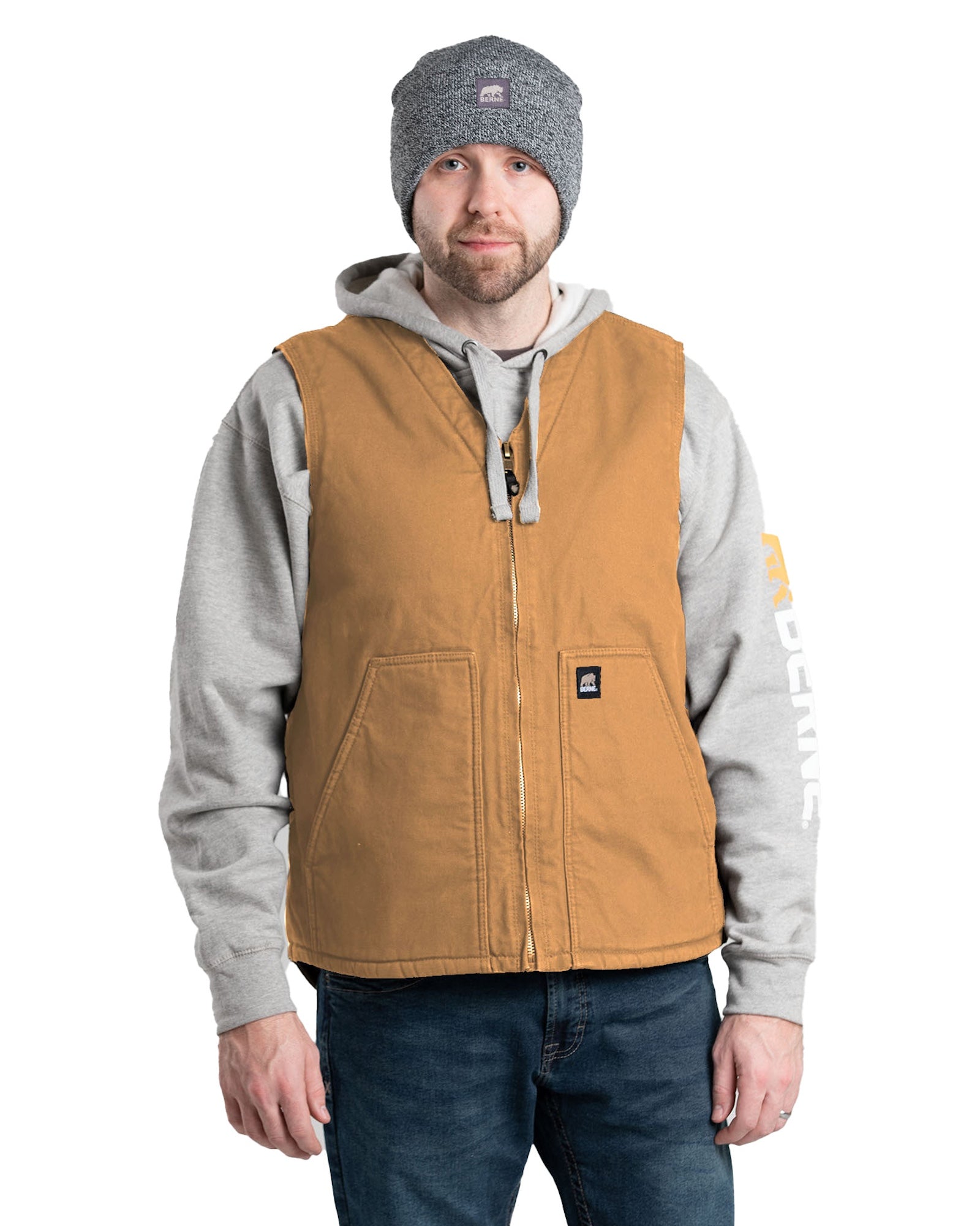 Heartland Sherpa-Lined Washed Duck V-Neck Vest