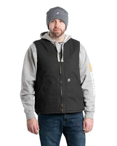 VW531BK Heartland Sherpa-Lined Washed Duck V-Neck Vest