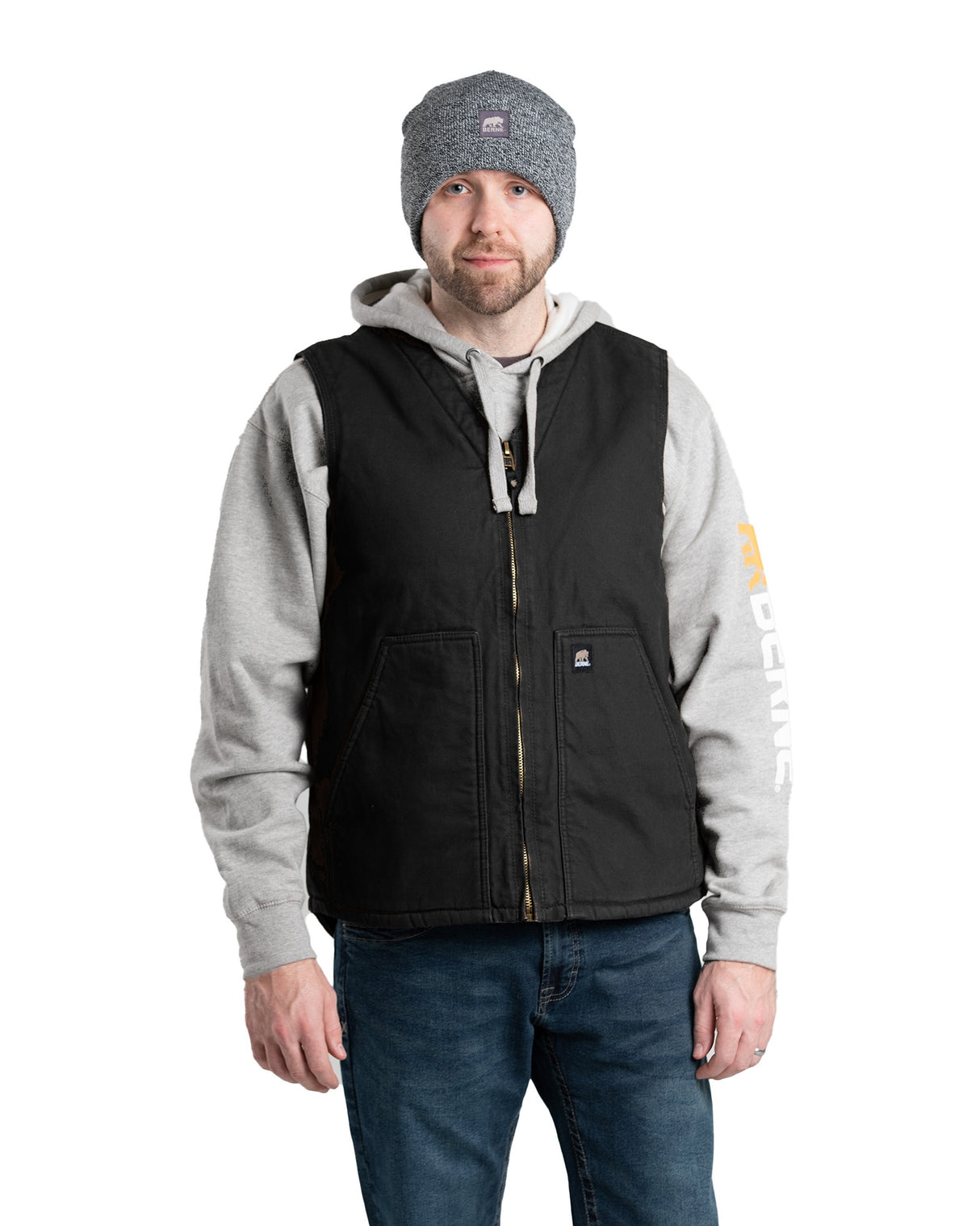 VW531BK Heartland Sherpa-Lined Washed Duck V-Neck Vest