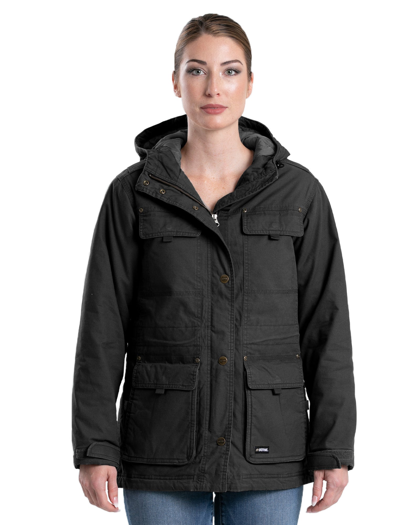 Womens hooded utility top parka jacket