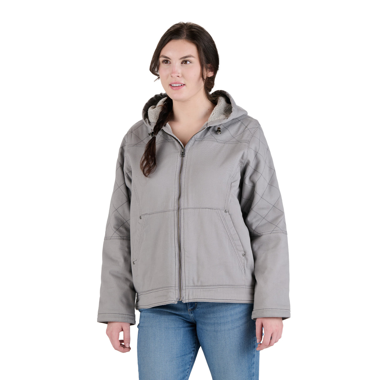 WHJ48SME Women's Sherpa-Lined Twill Hooded Jacket