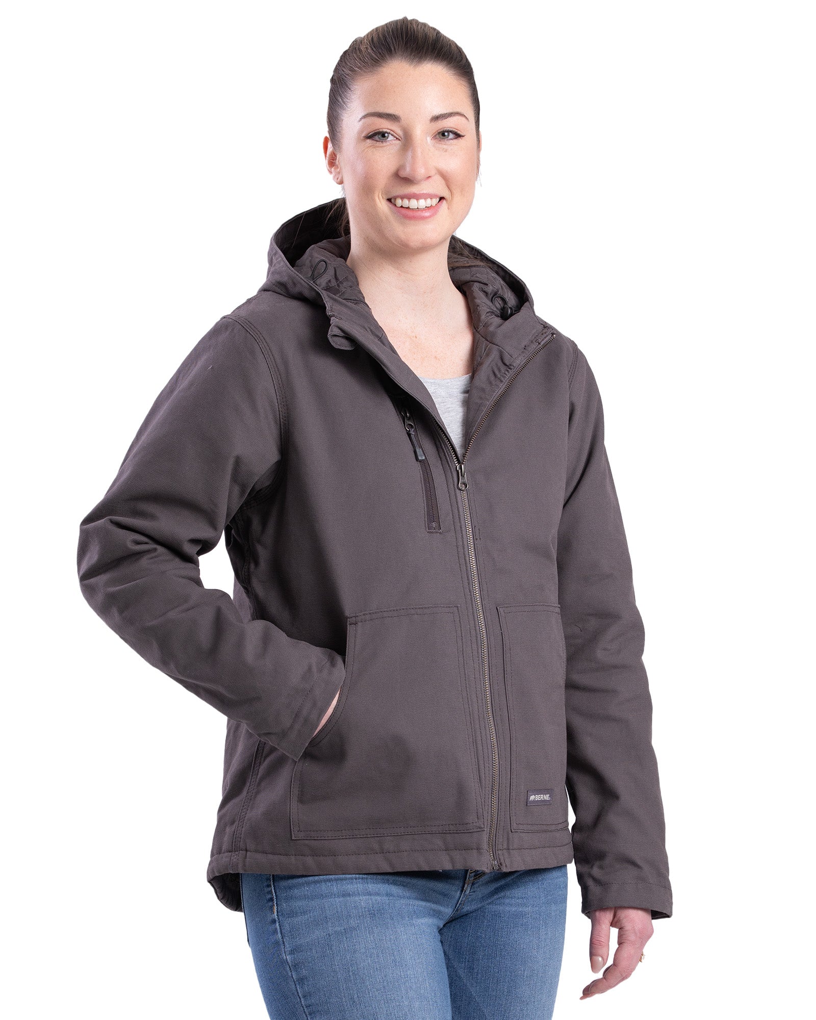 Women s Water Repellent Duck Hooded Jacket Berne Apparel