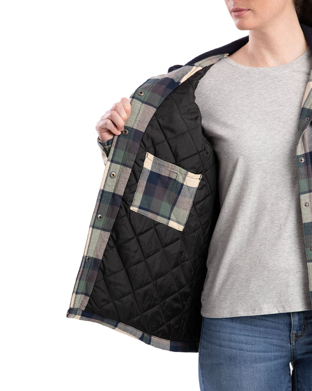 Women's Flannel Hooded Shirt Jacket