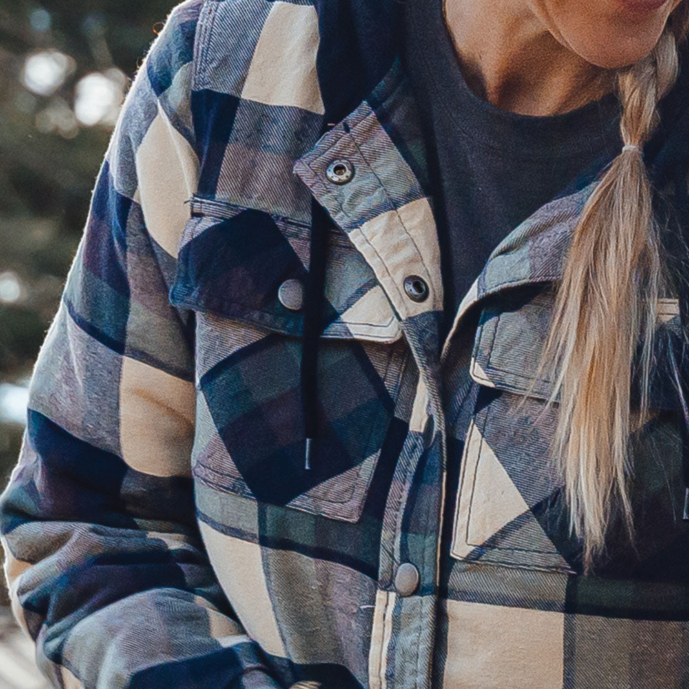 ジャケット・アウター 00s A.P.C. cotton flannel hoodie jacket Plaid Puffy Button Up Flannel Hoodie Combo Jacket As-is