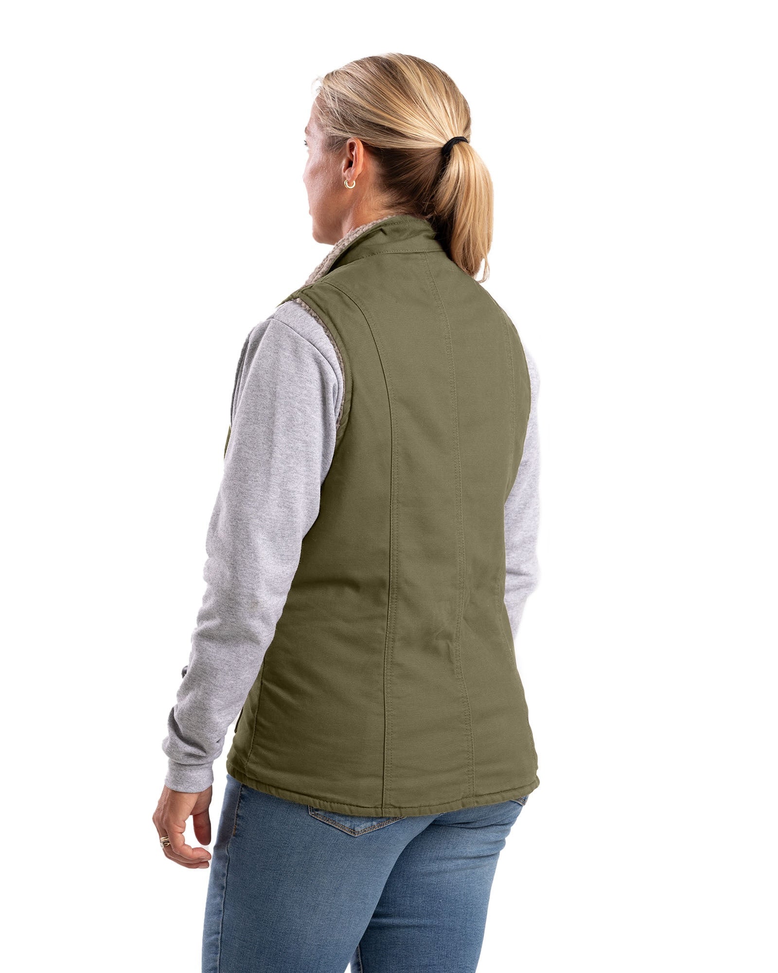 Womens Sherpa Lined Concealed Carry Canvas Vest Large /
