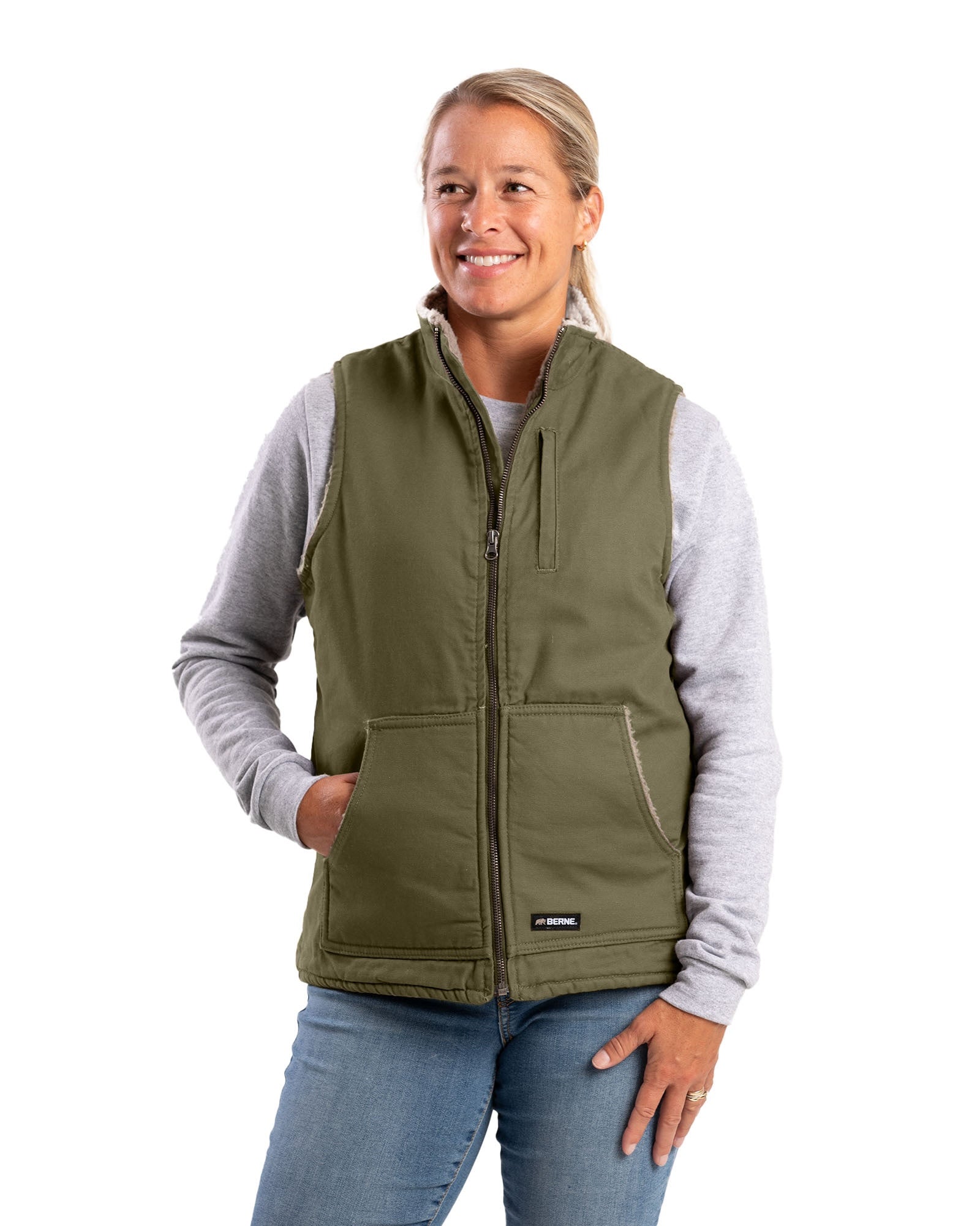 WV15CDG Women's Sherpa-Lined Softstone Duck Vest