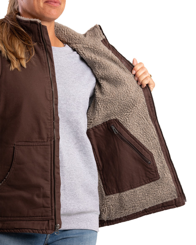 WV15TSN Women's Sherpa-Lined Softstone Duck Vest