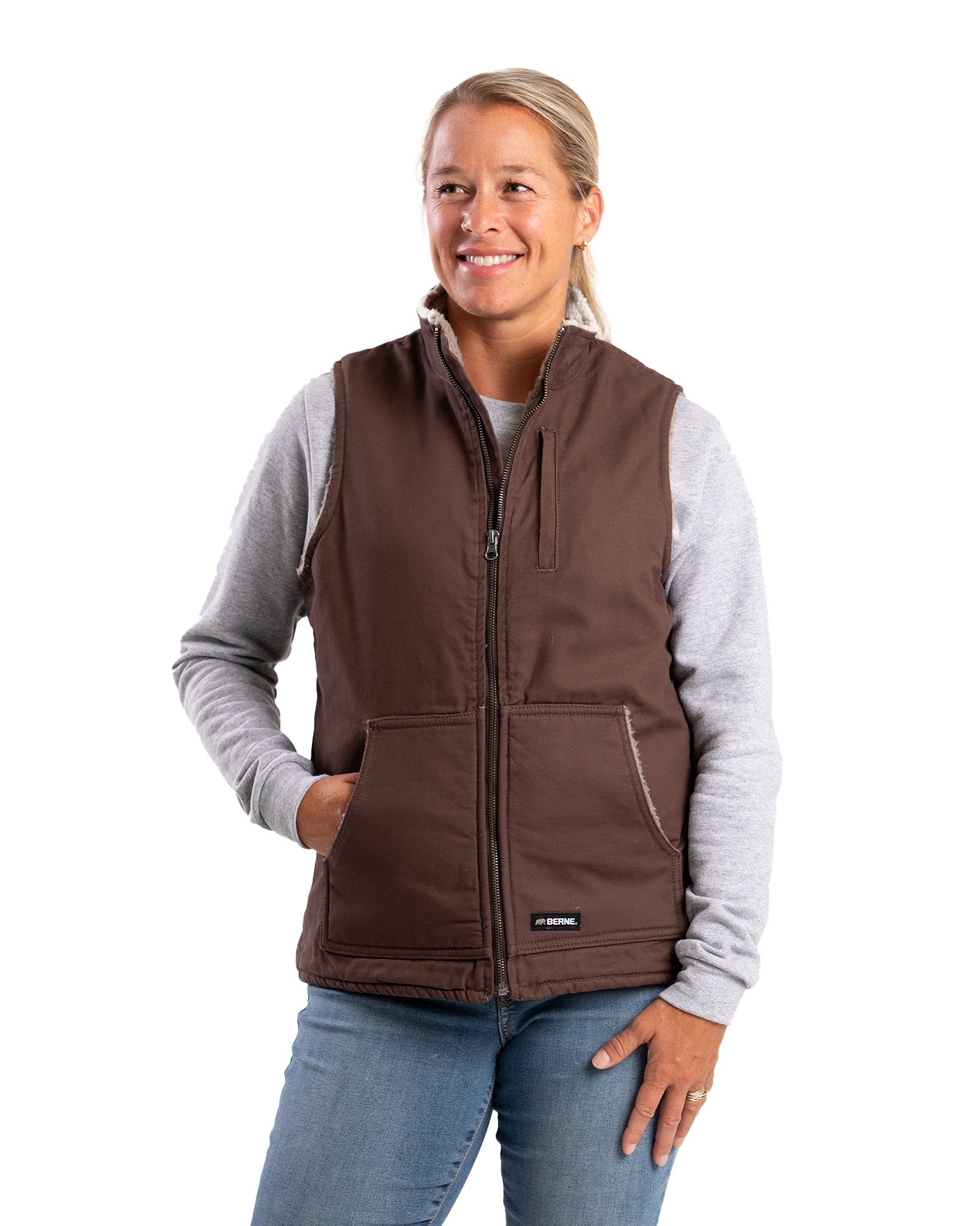 WV15TSN Women's Sherpa-Lined Softstone Duck Vest