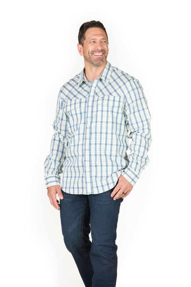 Flex UPF Button Down Plaid Long Sleeve Shirt