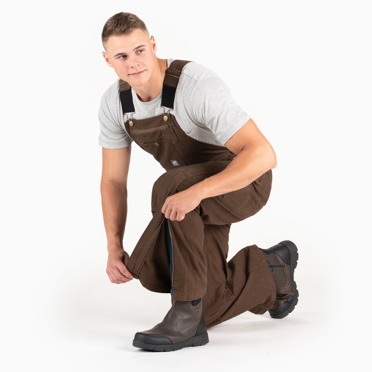 Men s Unlined Washed Duck Bib Overall Berne Apparel