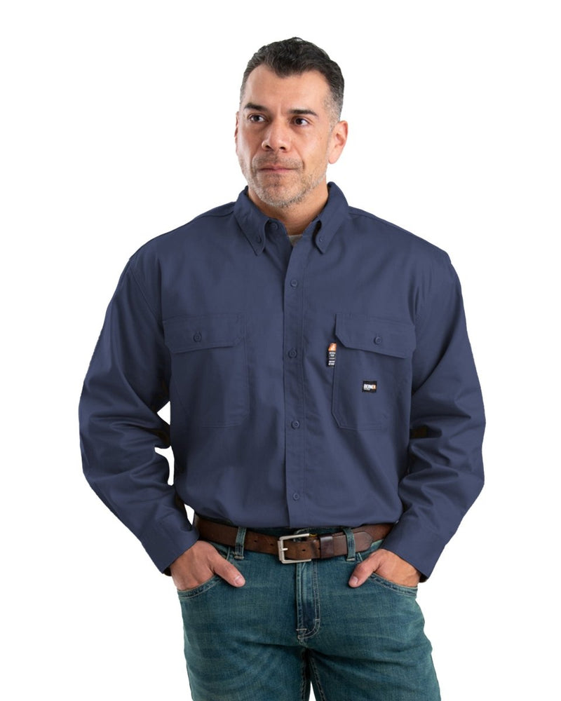 Work Button Up Men's FR Button Down Long Sleeve Work Shirt