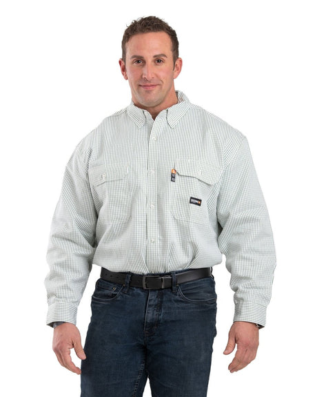Flame Resistant Button Down Plaid Long Sleeve Work Shirt - Berne Apparel
