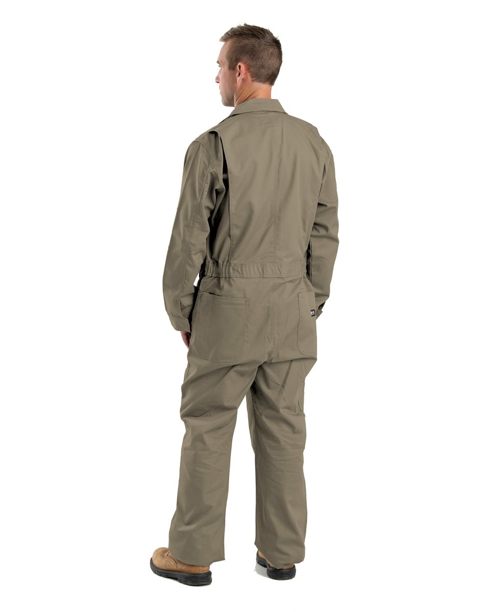 Flame Resistant Coverall Suit With Leg Zippers Khaki