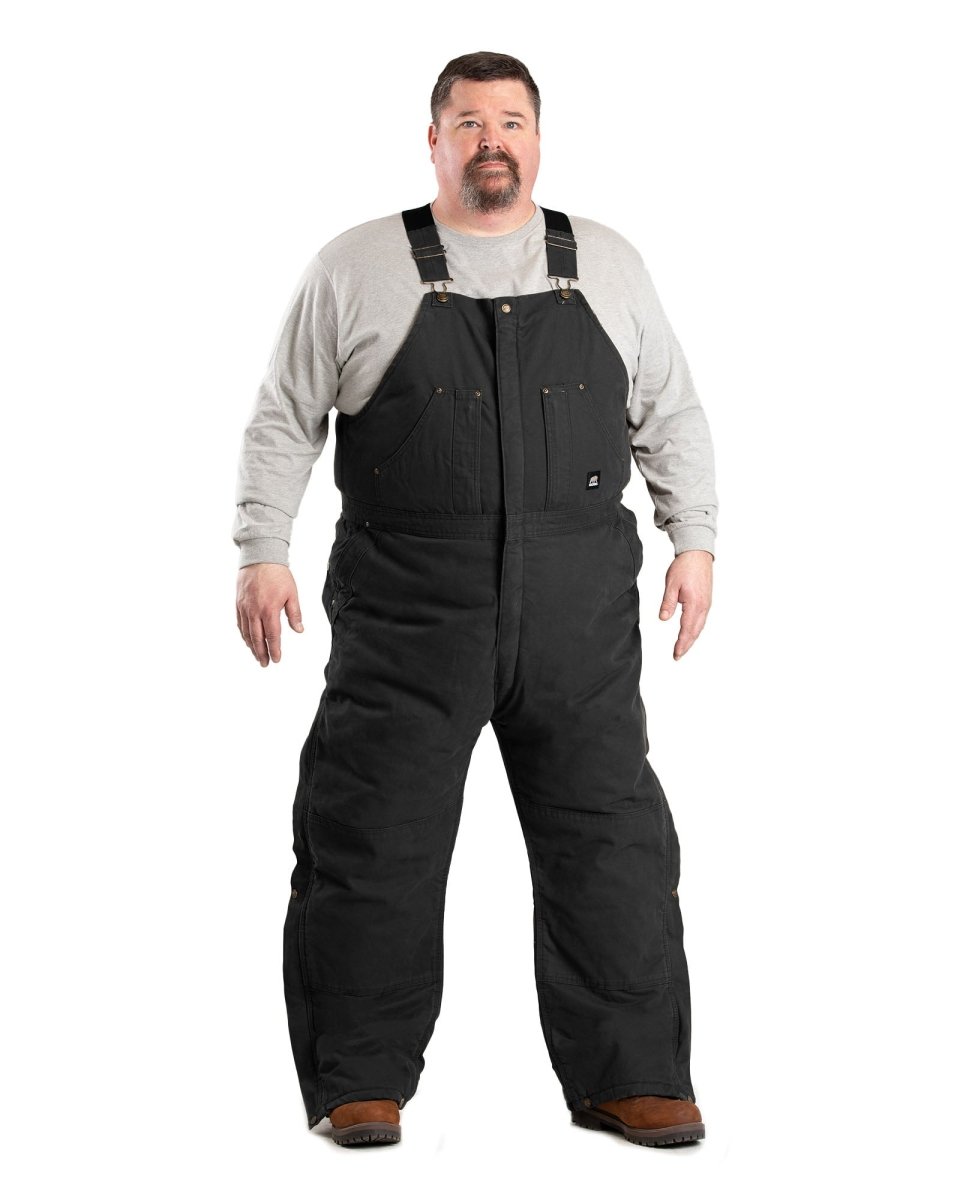 Black/Heartland Insulated Washed Duck Bib Overall - Berne Apparel