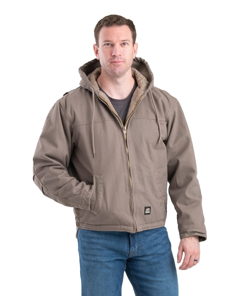 Men s Washed Duck Hooded Work Coat Berne Apparel