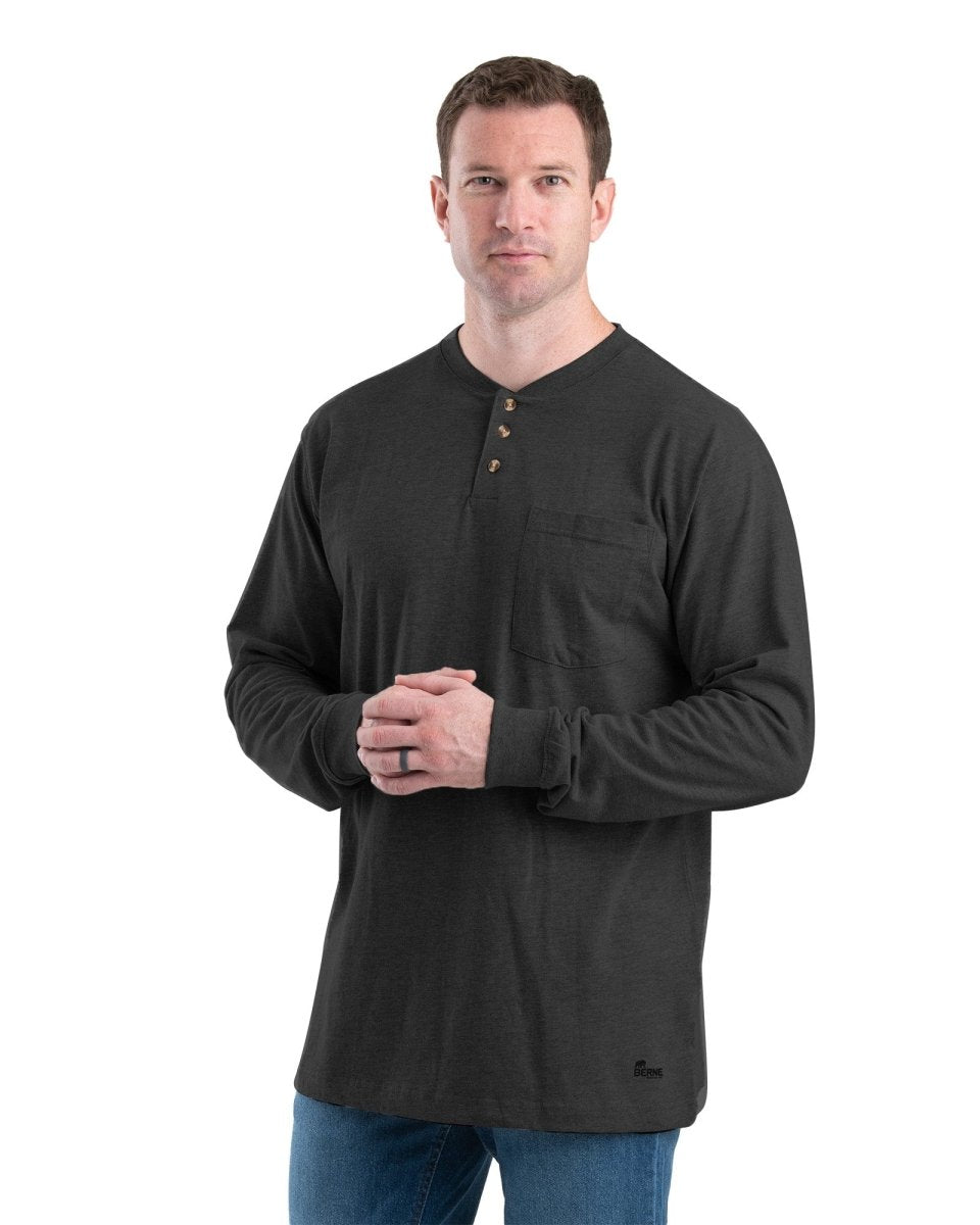 Key Apparel Men's Heavyweight Long Sleeve Henley Pocket T-Shirt