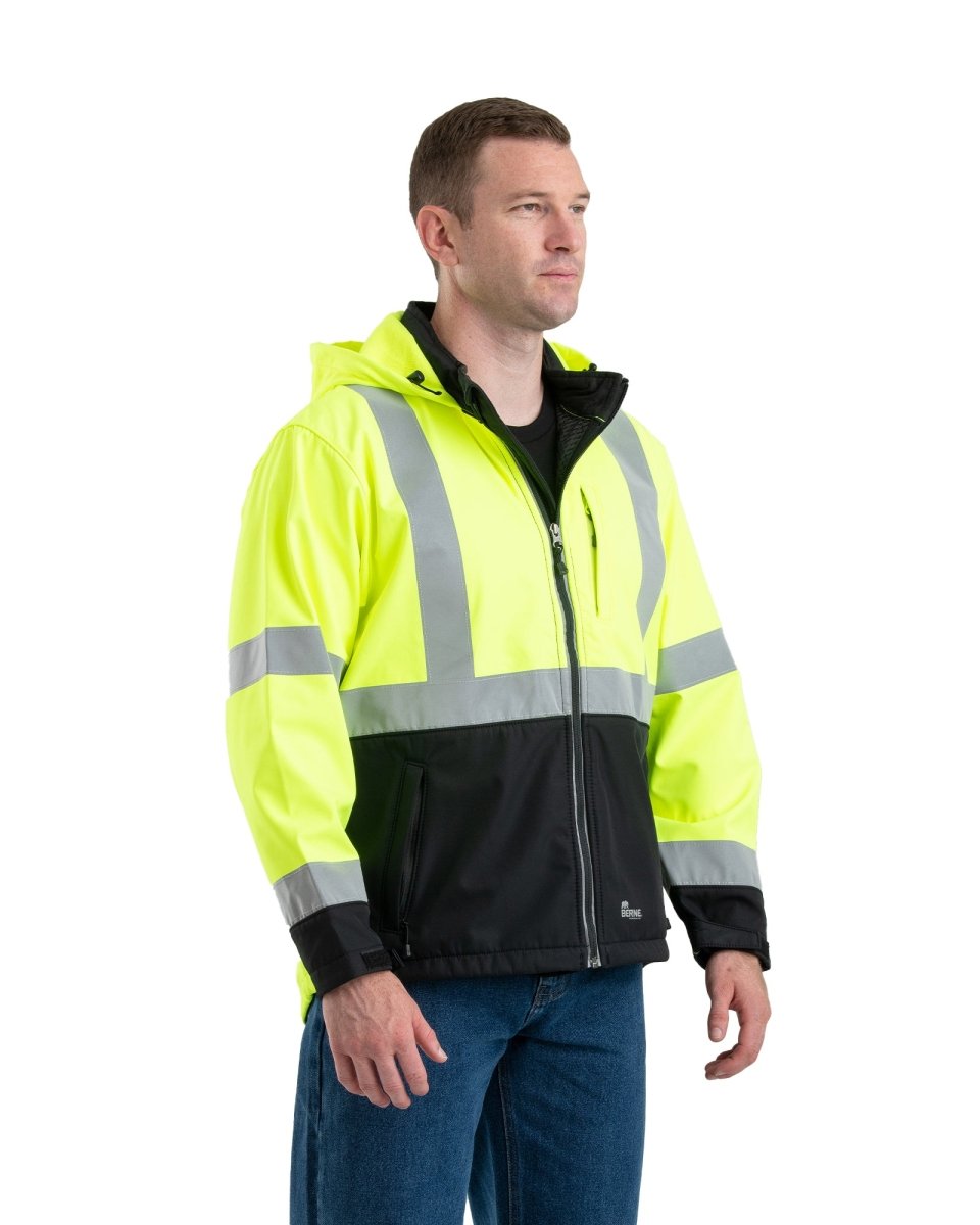 Hi Vis Class 3 Hooded Softshell Jacket - Berne Apparel