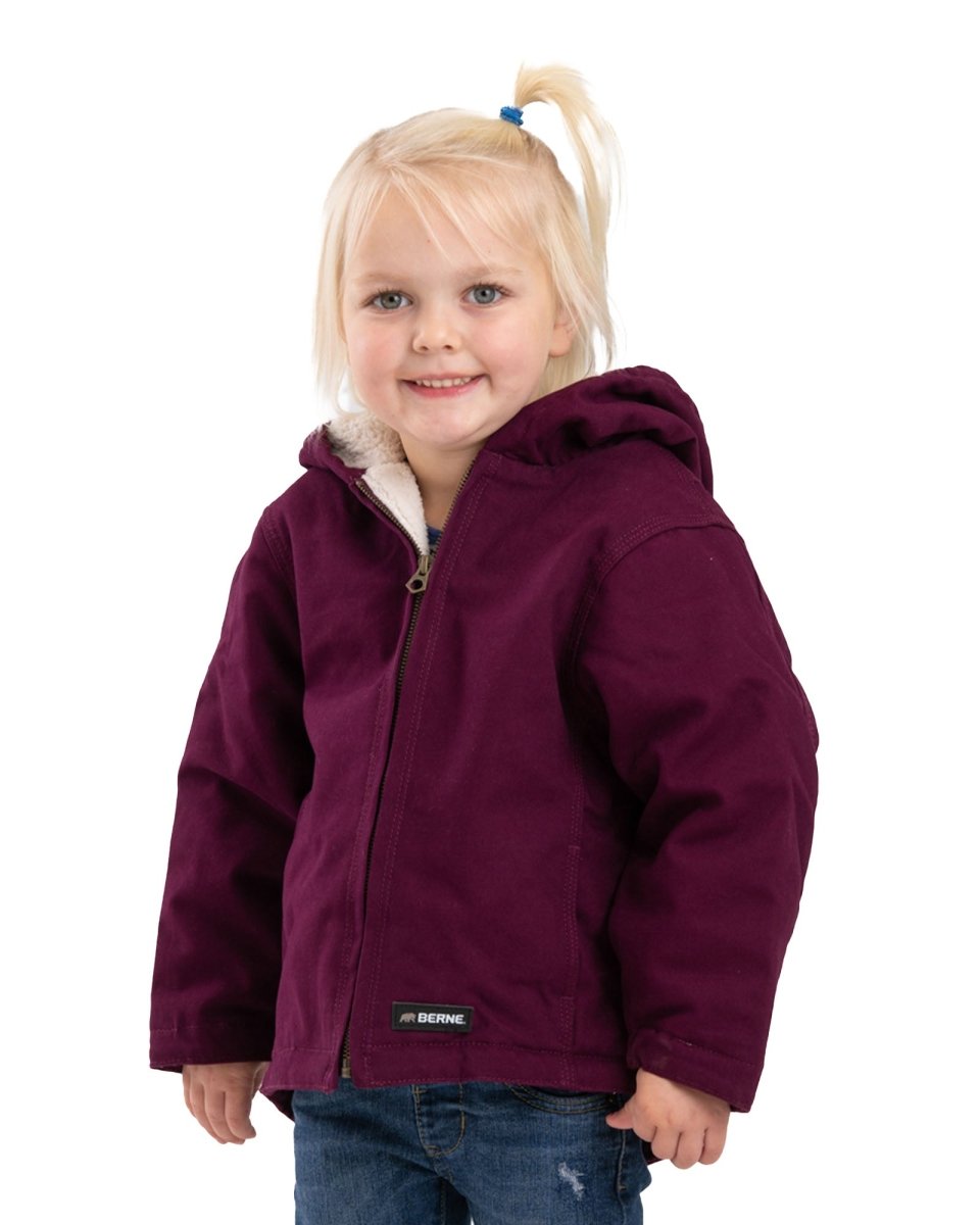 Toddler Girls' Sherpa-Lined Softstone Hooded Coat - Berne Apparel