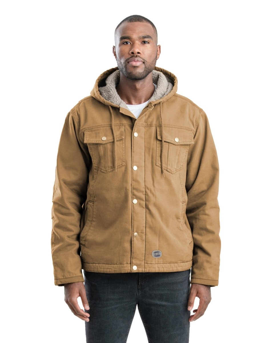 Vintage Washed Sherpa-Lined Hooded Jacket
