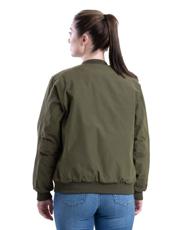 Women's Green Aviator Bomber Jacket - Berne Apparel