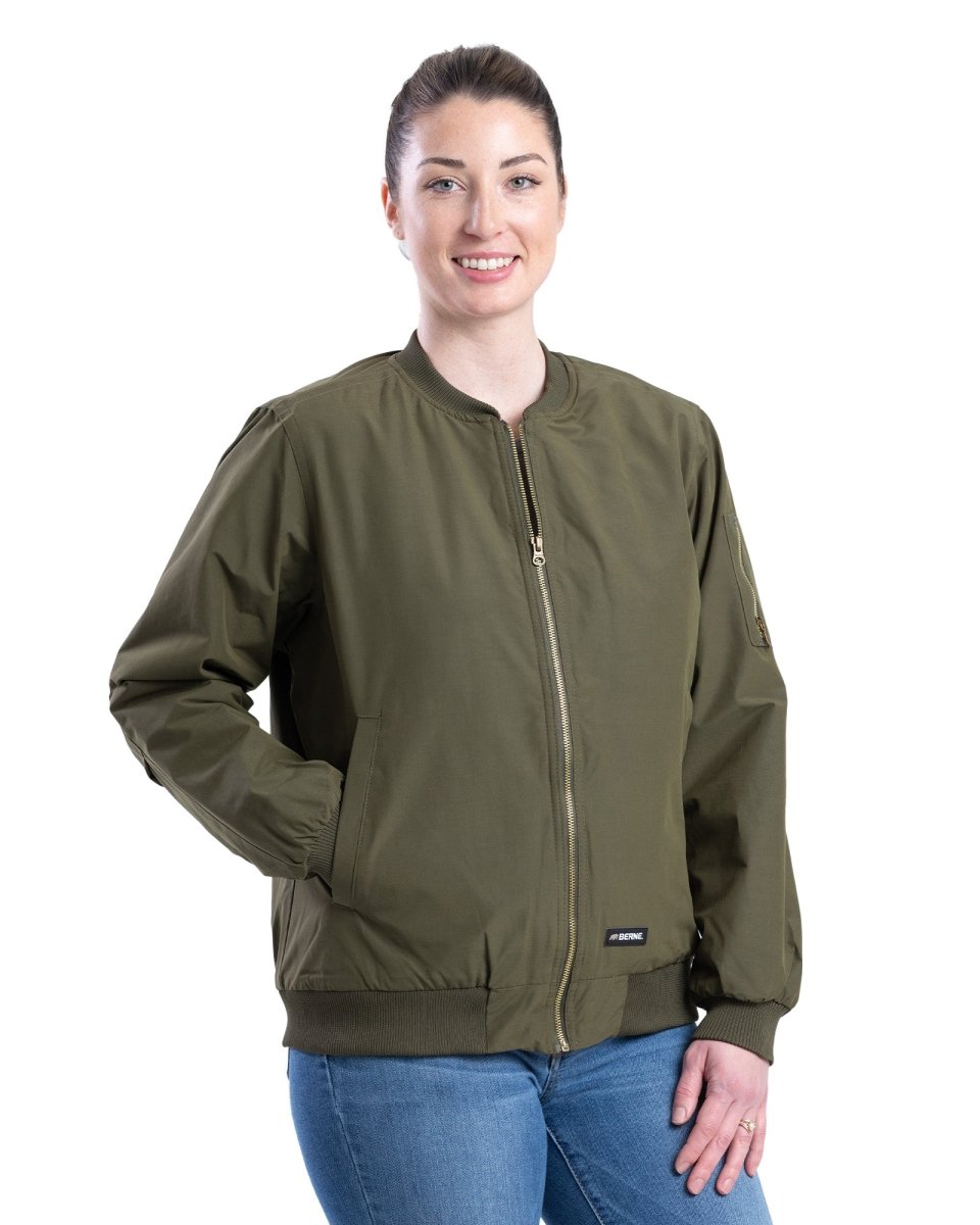 Women's Green Aviator Bomber Jacket - Berne Apparel