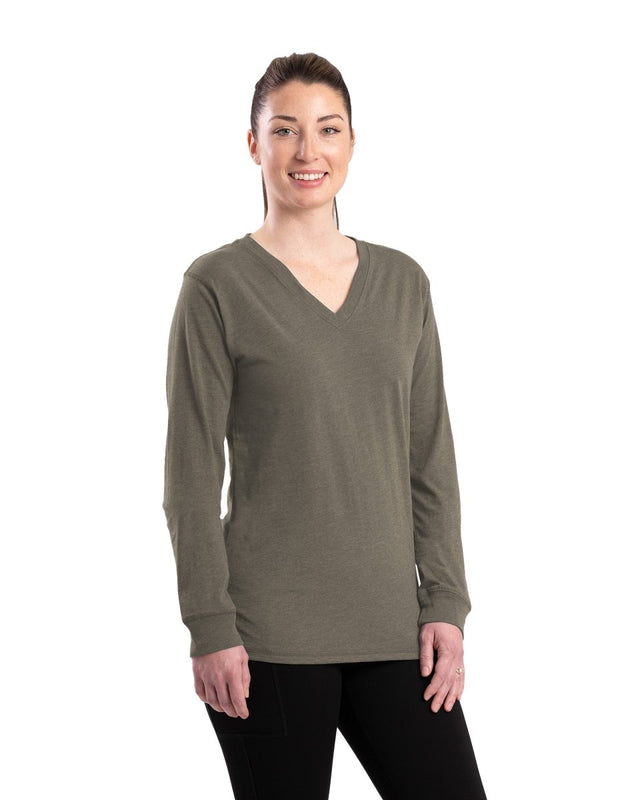 Women's Performance V-Neck Long Sleeve Tee - Berne Apparel