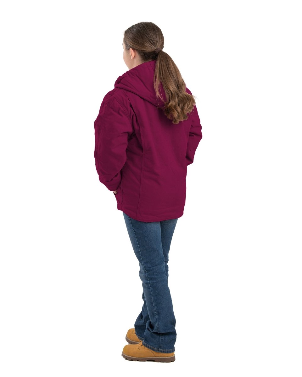 Youth Sherpa-Lined Softstone Duck Hooded Jacket - Berne Apparel