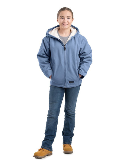 Youth Sherpa-Lined Softstone Duck Hooded Jacket - Berne Apparel