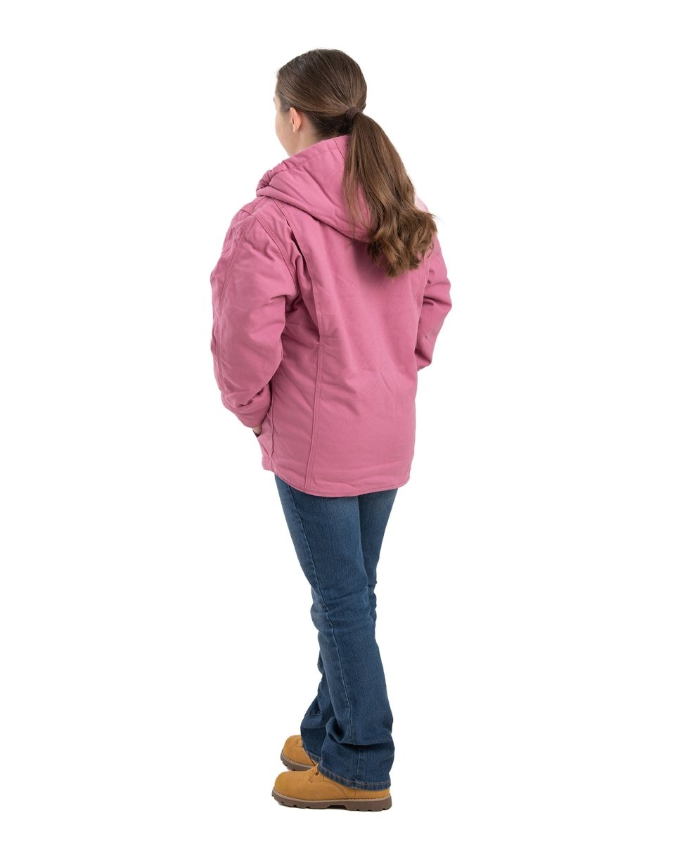 Youth Sherpa-Lined Softstone Duck Hooded Jacket - Berne Apparel